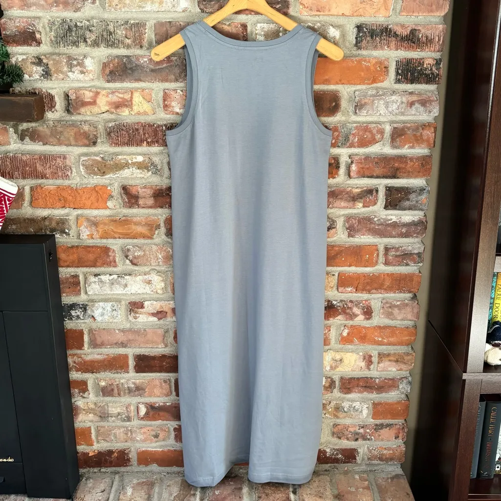 Pact Blue Organic Cotton Tank Midi Dress, M - Image 6