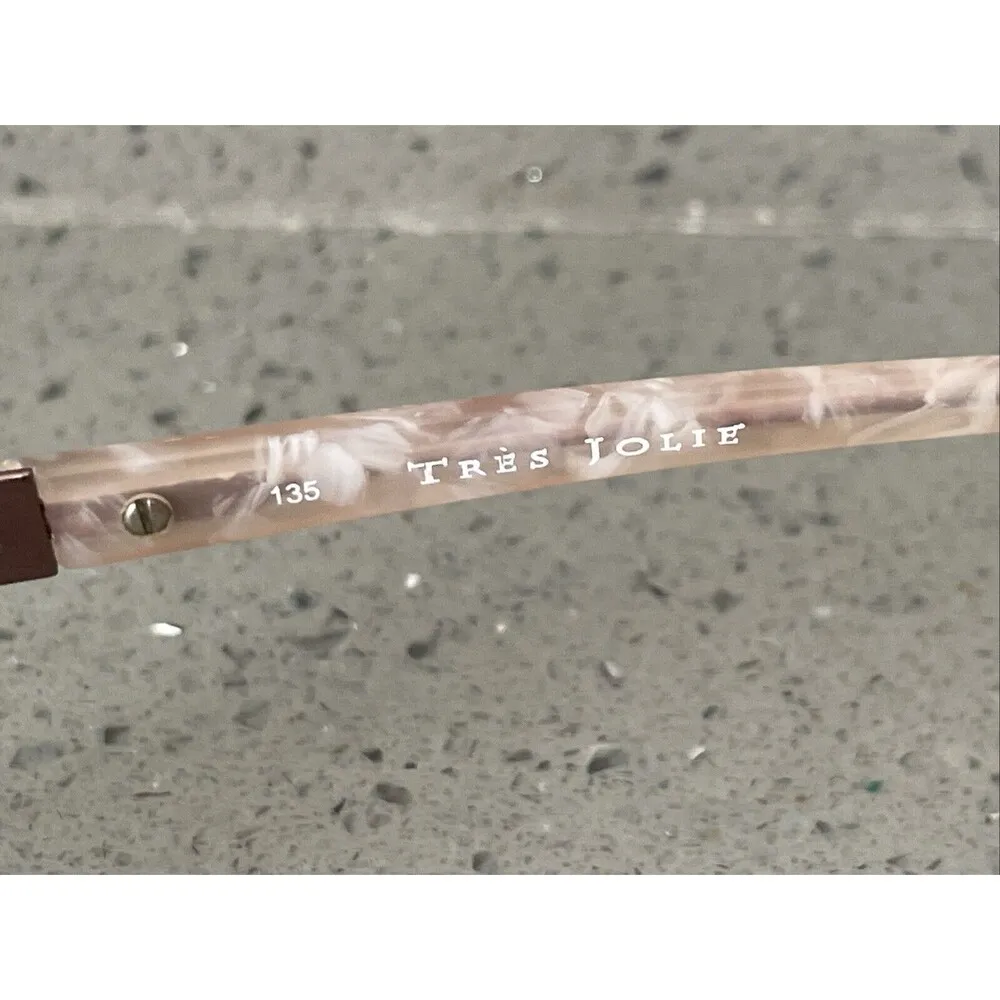 TRES JOLIE 154 501 PINK IVORY MARBLE FRAMES ONLY EYEGLASSES full rim 53 - Image 7