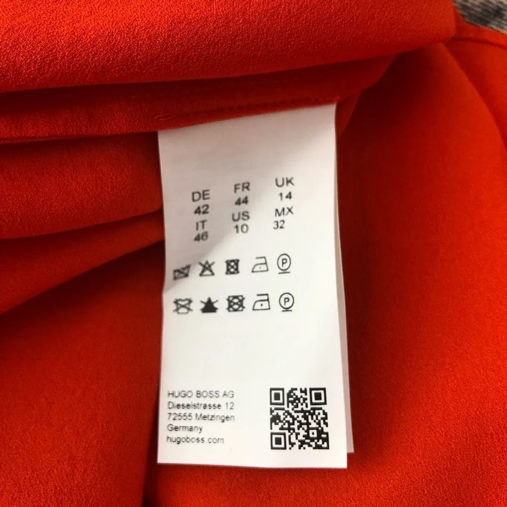 BOSS Hugo Boss Istora Fine Stretch Silk Shell Top in Dark Marigold Orange sz 10 - Image 11