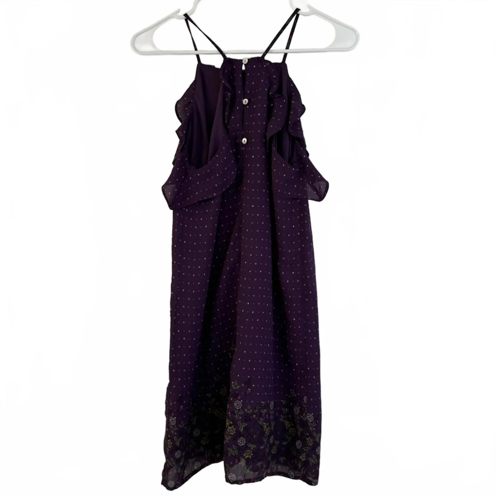 Francesca Floral Ruffle Halter Dress Purple Floral NWT XS - Image 2