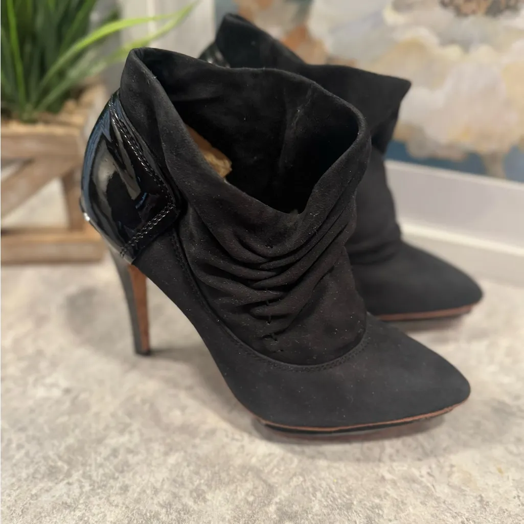 L.A.M.B. Gwen Stefani Women's 8 Boots, Slouchy Suede Ruched Ankle Platform Heels - Image 4