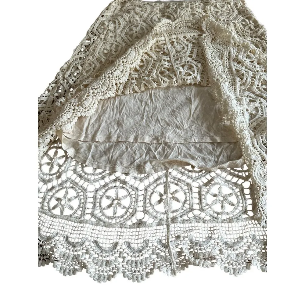 Ella Moss Ivory Lace Crochet A Line Skirt Size S Lined Demure Dreamy Whimsical - Image 8