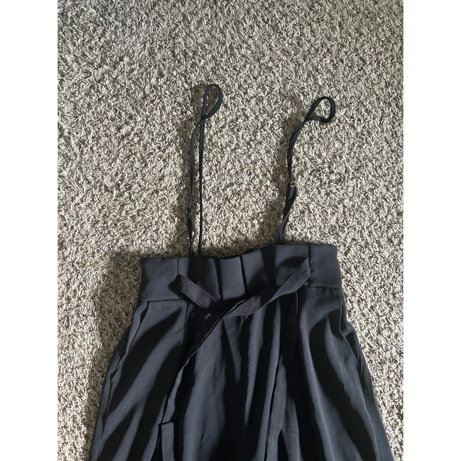 SHEIN Women's Black Paper Waist suspenders wide leg dress‎ pants size 6 - Image 2