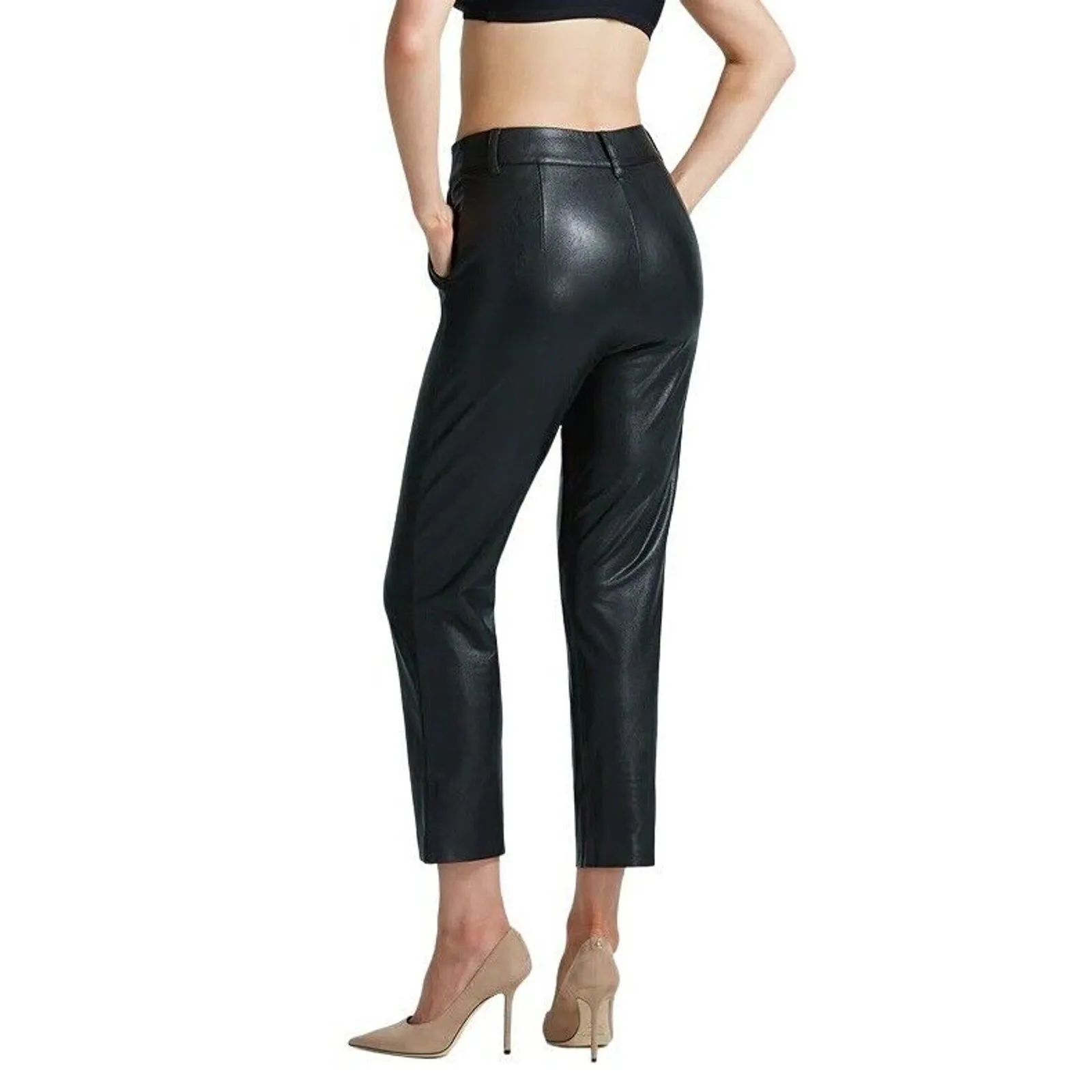 Commando Pants S Black Faux Leather 7/8 Trouser Stretch Crop Modern Versatile - Image 4