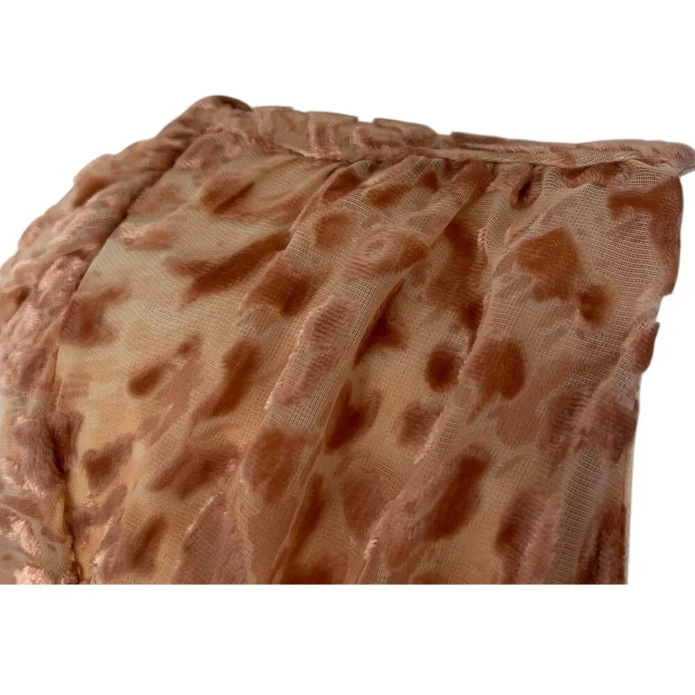 Easel Leopard Animal Print Blouse Peach Semi Sheer Velour V-Neck NWT Boho Glam S - Image 6