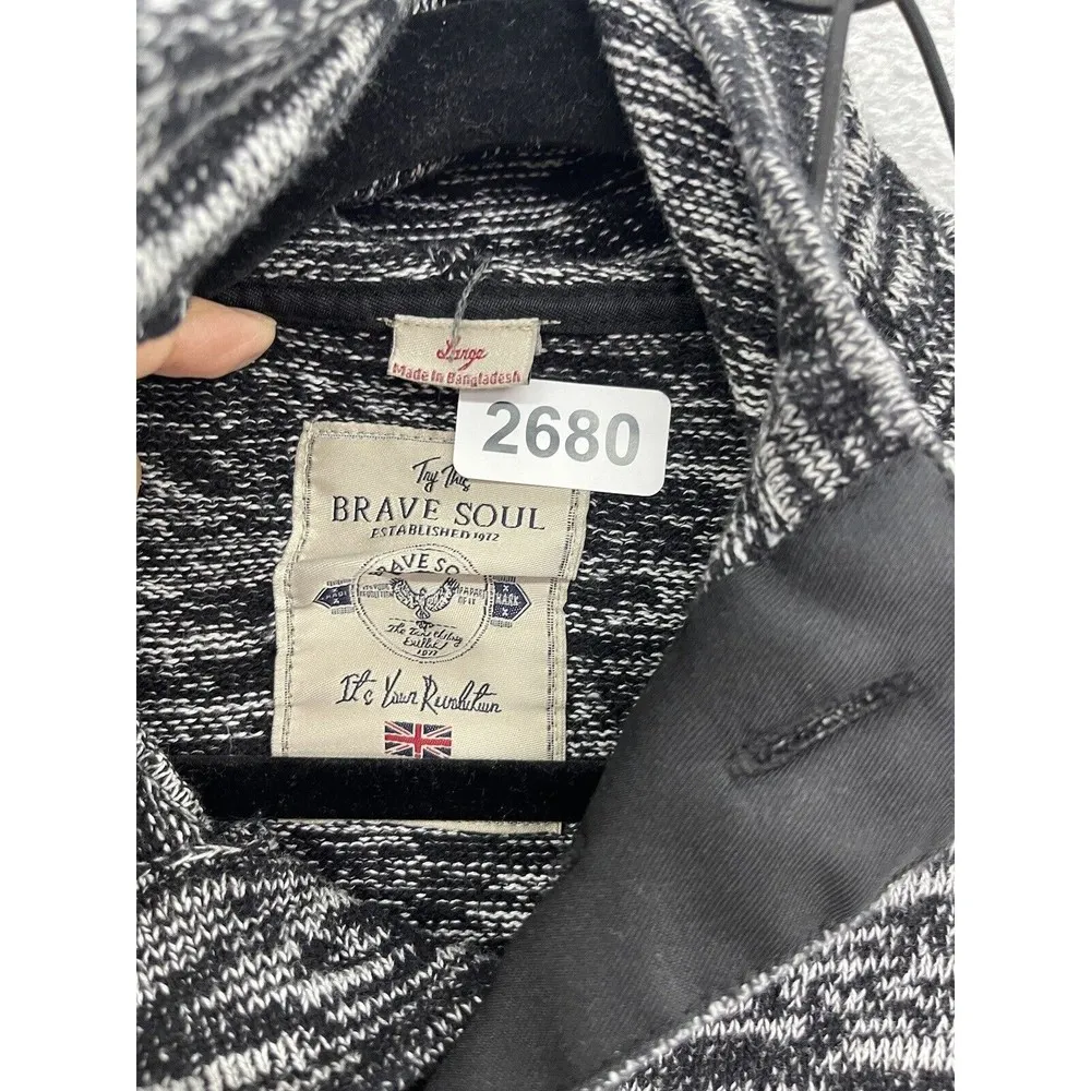 Brave Soul Women's Sweater Hooded Long Sleeve Buttons Marled Gray Size Large - Image 4