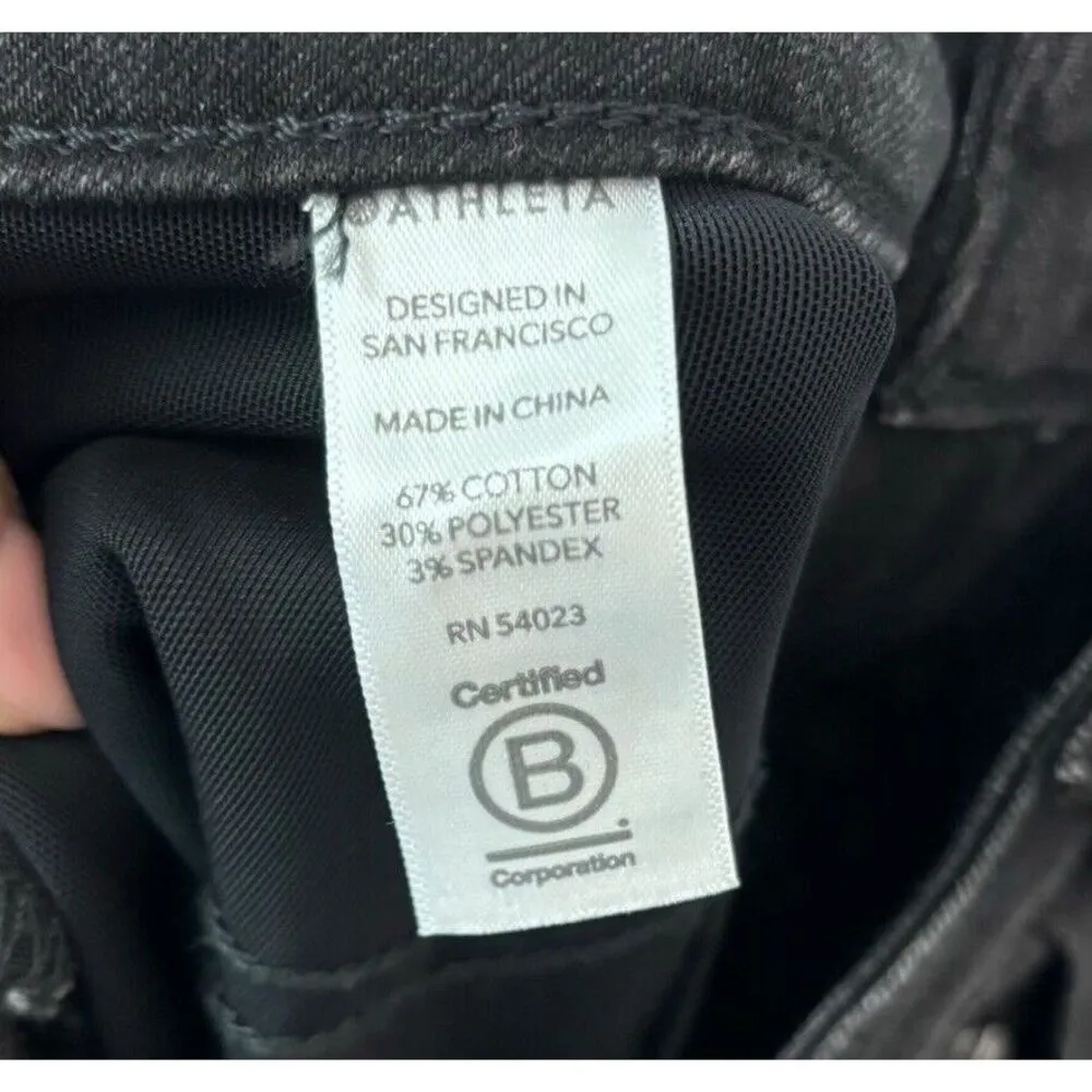 Athleta Womens Jeans Sculptek Denim Carbon Black Wash Zip Ankle Goth Moto Size 6 - Image 9
