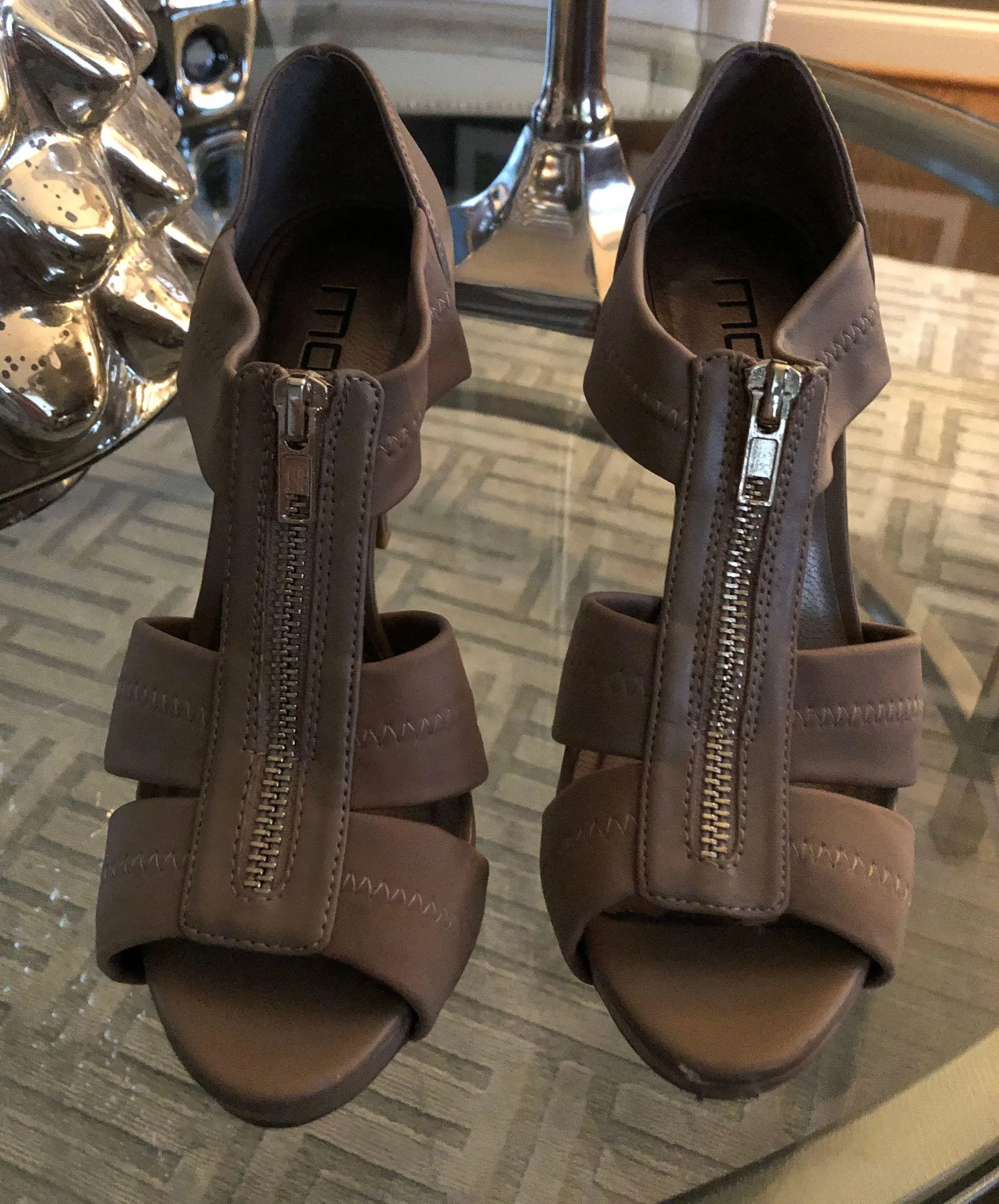 Moda Spana Nude Zip Up Heels - Image 5