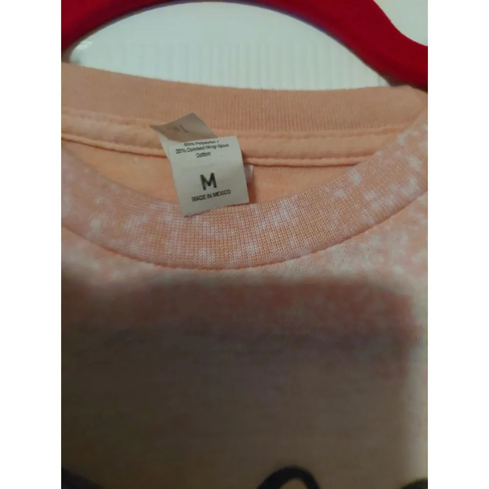 Tultex M Pink Bleached Pinola Life is Better Crewneck T shirt - Image 2