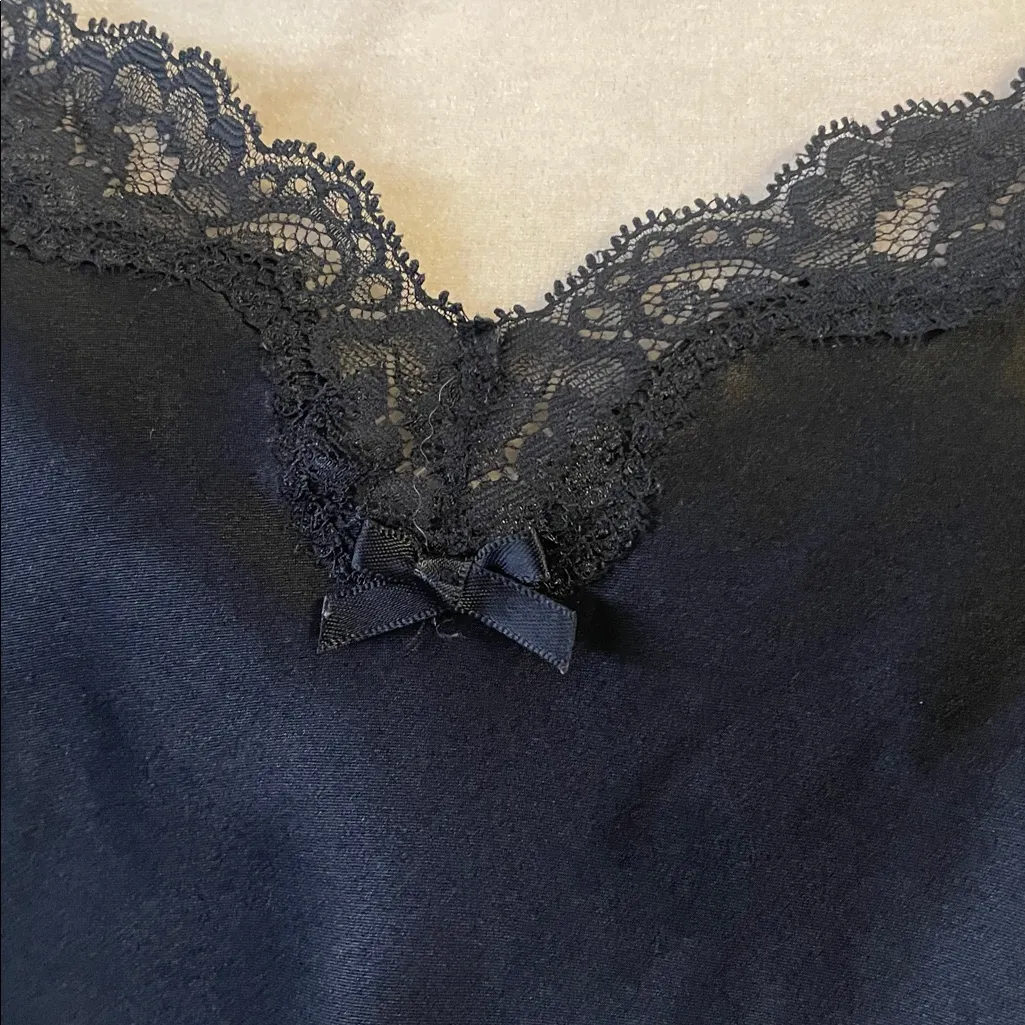 Victoria's Secret Tease Satin Lace Trim Mini Slip Gown S *Black* Vintage - Image 4