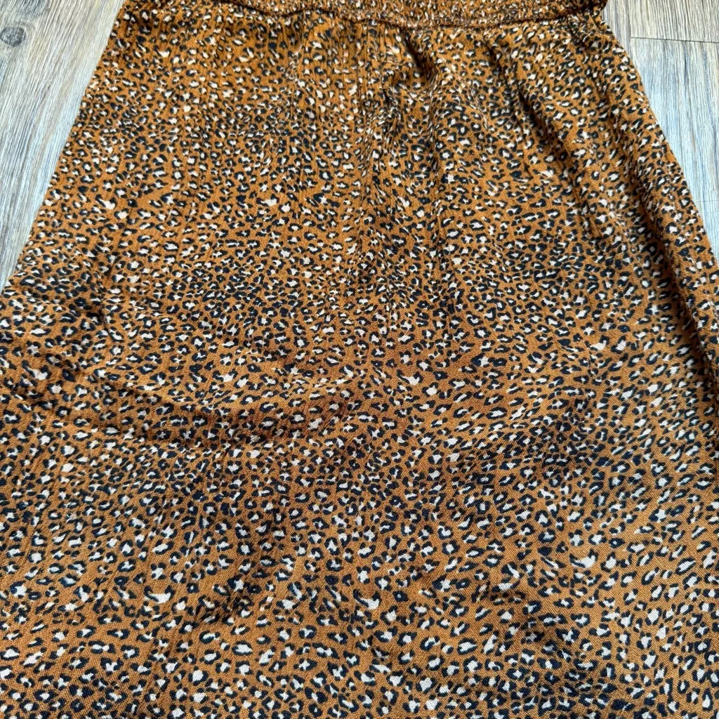 Urban Outfitters Brown Leopard Patterned Ruffle Spaghetti Strap Mini Dress - Image 2
