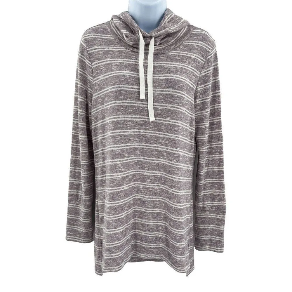 Olive + Oak Cowl Neck High Low Hem Tunic Oversized Striped Pullover Top Small - Image 9