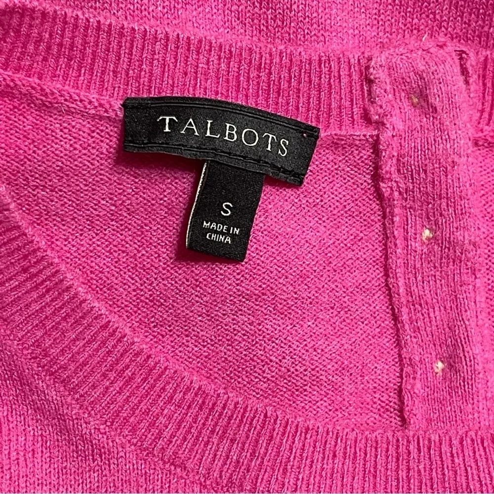 Talbots Pink Lambswool Crewneck Flutter Sleeve Sweater Small - Image 9