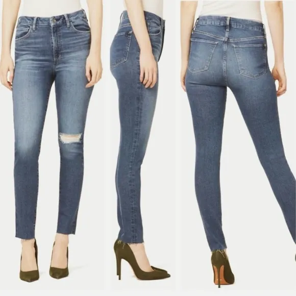 JOE’S Jeans High Rise Skinny Ankle Distressed Denim Size 26 Wheaton Blue Wash - Image 2