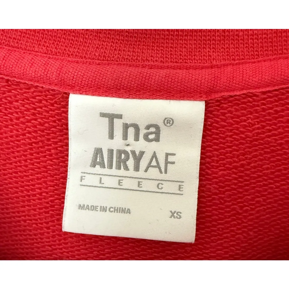 Aritzia TNA AiryAF Red Cropped Fleece Cotton Blend Crewneck Pullover Sweater-XS - Image 3