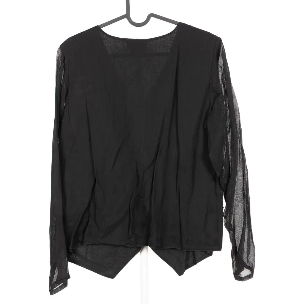 Beaded Button Up Blouse VTG LongSleeve Boho Hippie Fairy Whimsigoth Indie RicRac Black Size M - Image 8