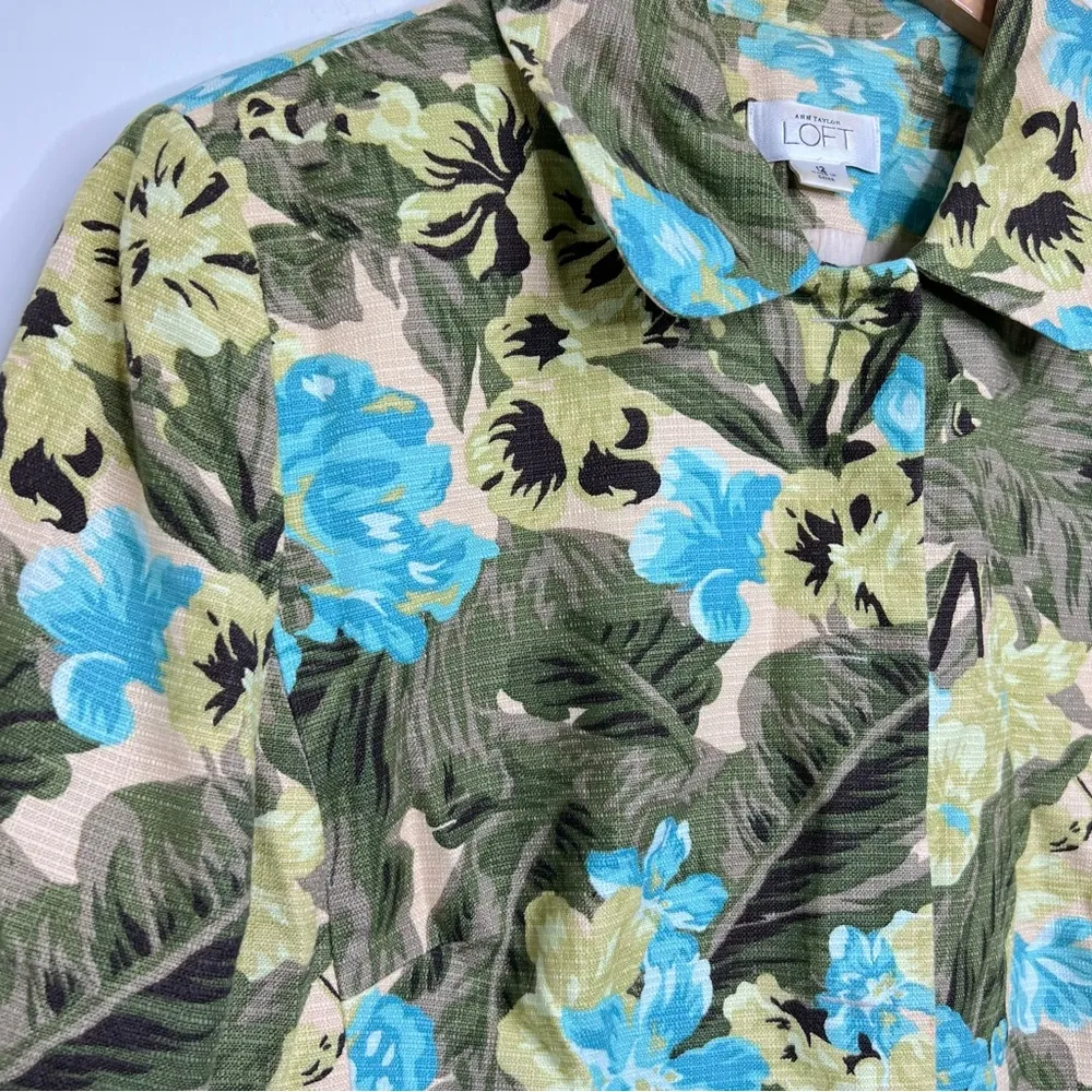 Ann Taylor LOFT Floral Botanical Print Blazer Jacket Size 12 Vibrant Tropical - Image 4