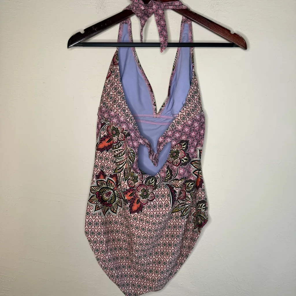 Prana Lahari Pink and Purple Halter Swimsuit Size XL - Image 5
