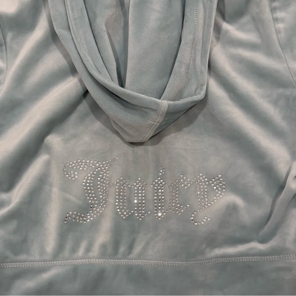 Juicy Couture OG Big Bling Velour Hoodie Track Pants Set Pastel Turquoise Large - Image 15