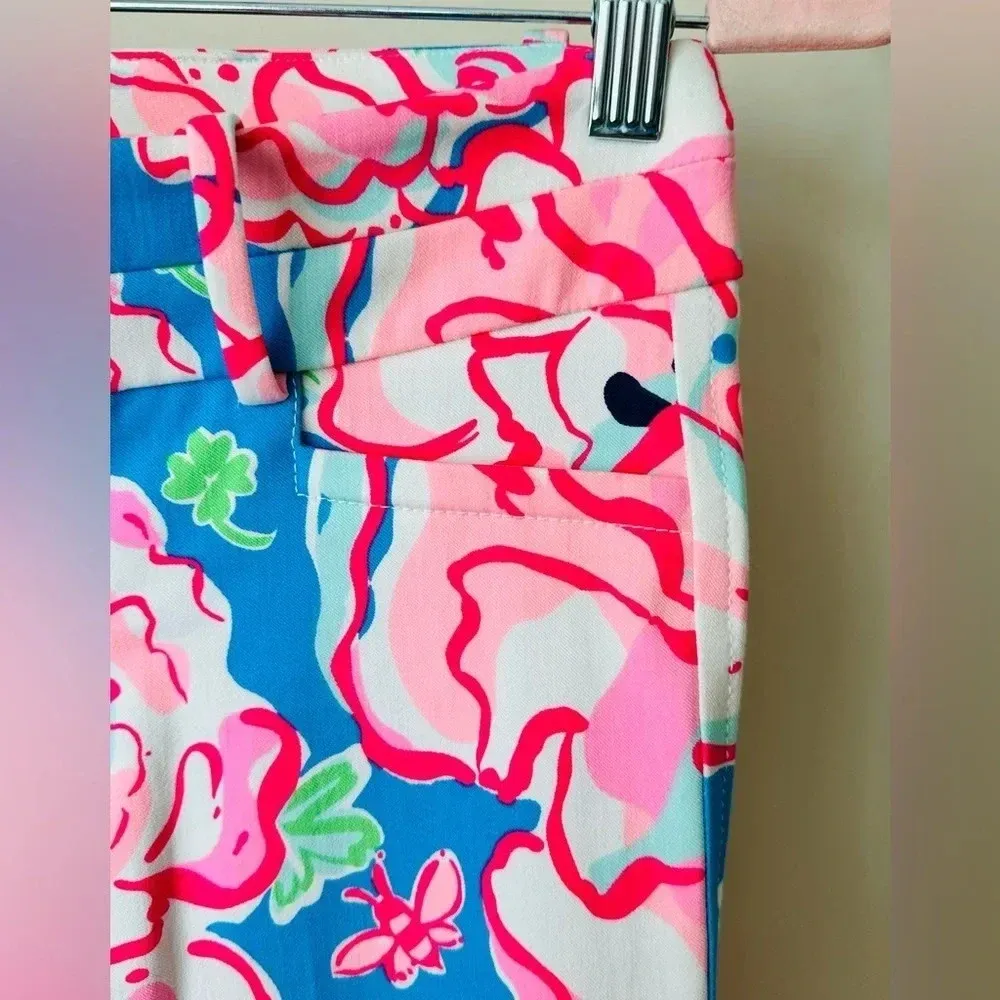 Lilly Pulitzer Crop Capris Women Pink Floral Pant Size 0 - Image 7