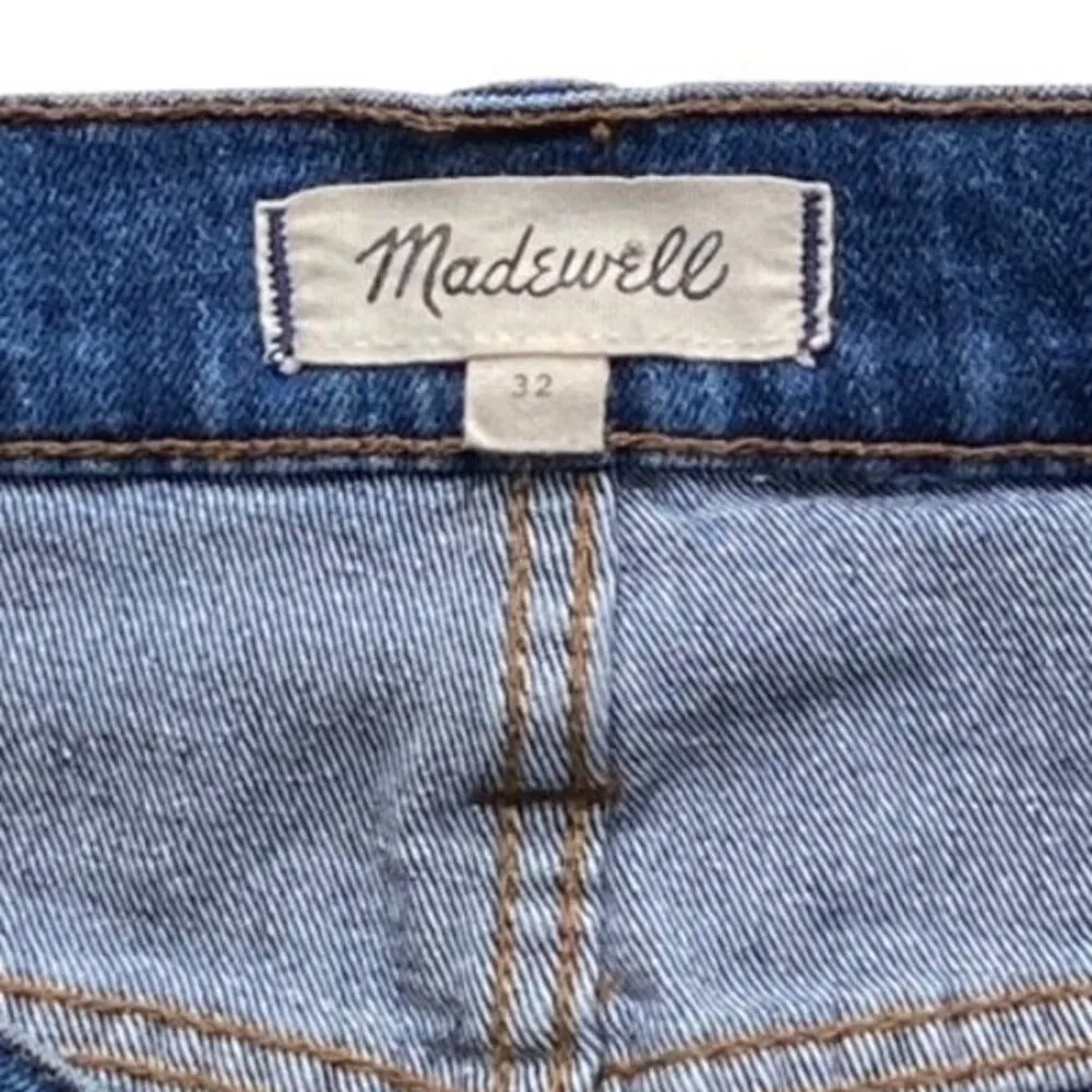MADEWELL Stretch Denim Arroyo Blue Jean Straight Button Front Mini Skirt ~ 32 - Image 7
