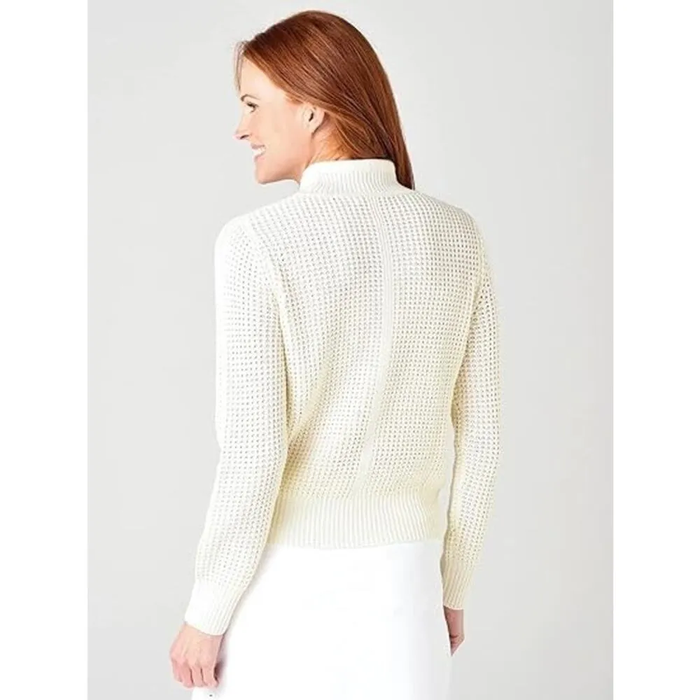 Peter Millar | L | Kennedy Waffle Stitch Popover Sweater - Ivory Pullover Knit - Image 3