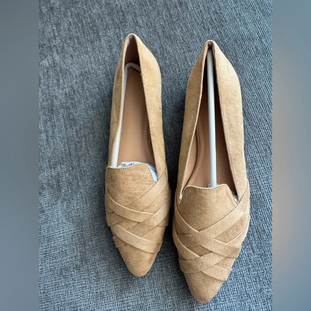 PIEPIEBUY pointed toe Elegant Tan Women's Loafers Size 8 - Image 8