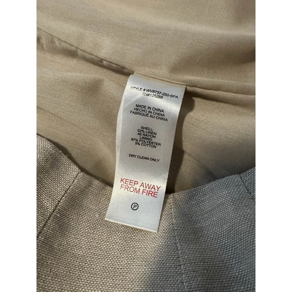 Jason Wu Beige Linen Blend Braided Trim Wide Leg‎ Pants Size 6 NWT $280 - Image 9