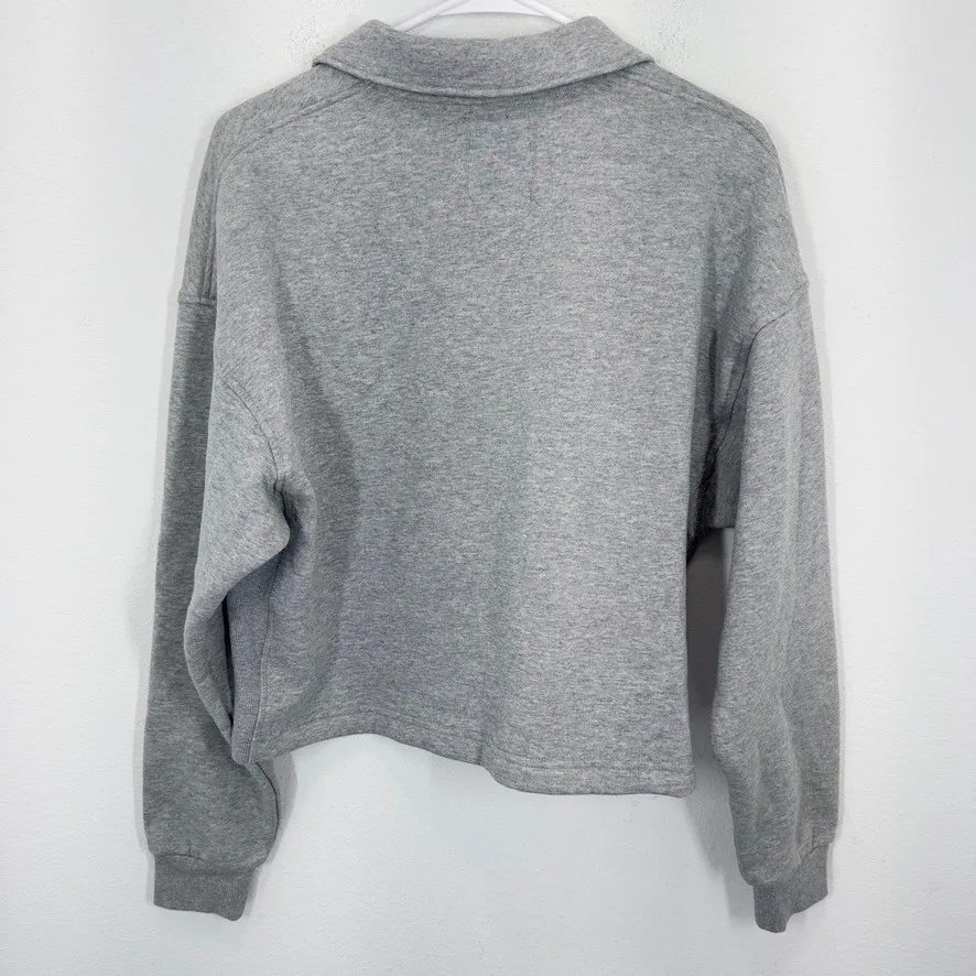 MPG Sport Grey Collared Pullover Sweatshirt Cropped Boxy Athleisure Size Medium - Image 10