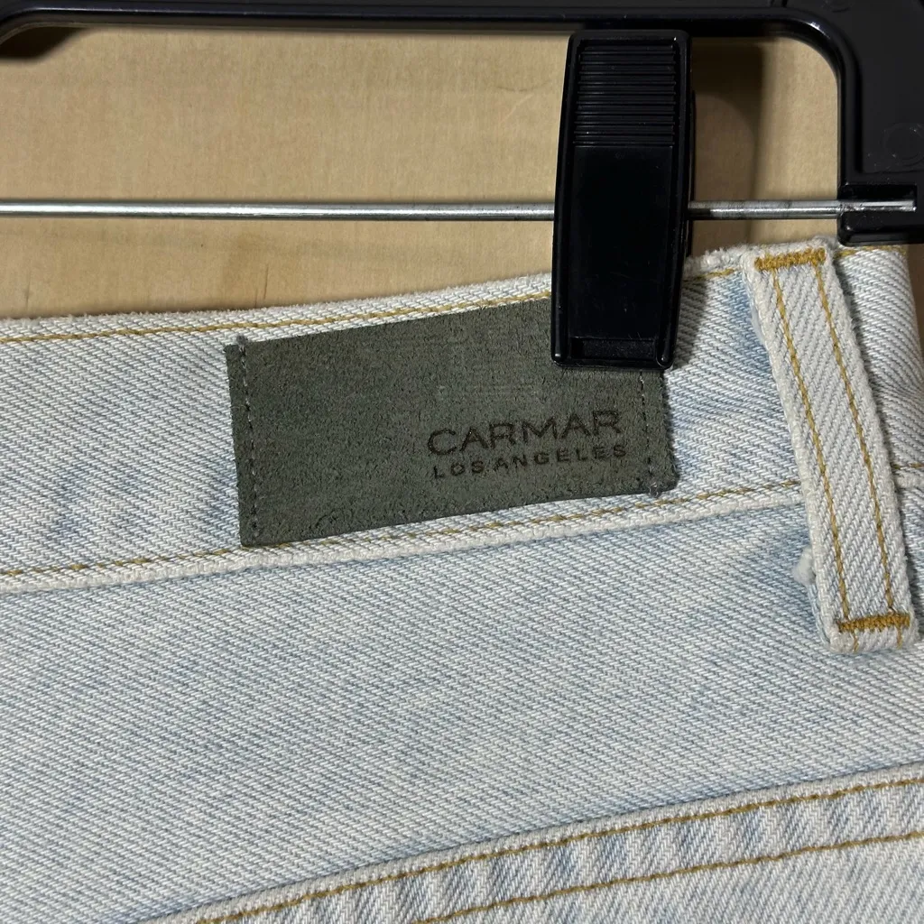 Carmar Los Angeles Star Studded Distressed Denim Mini Skirt Size 28 Blue - Image 7