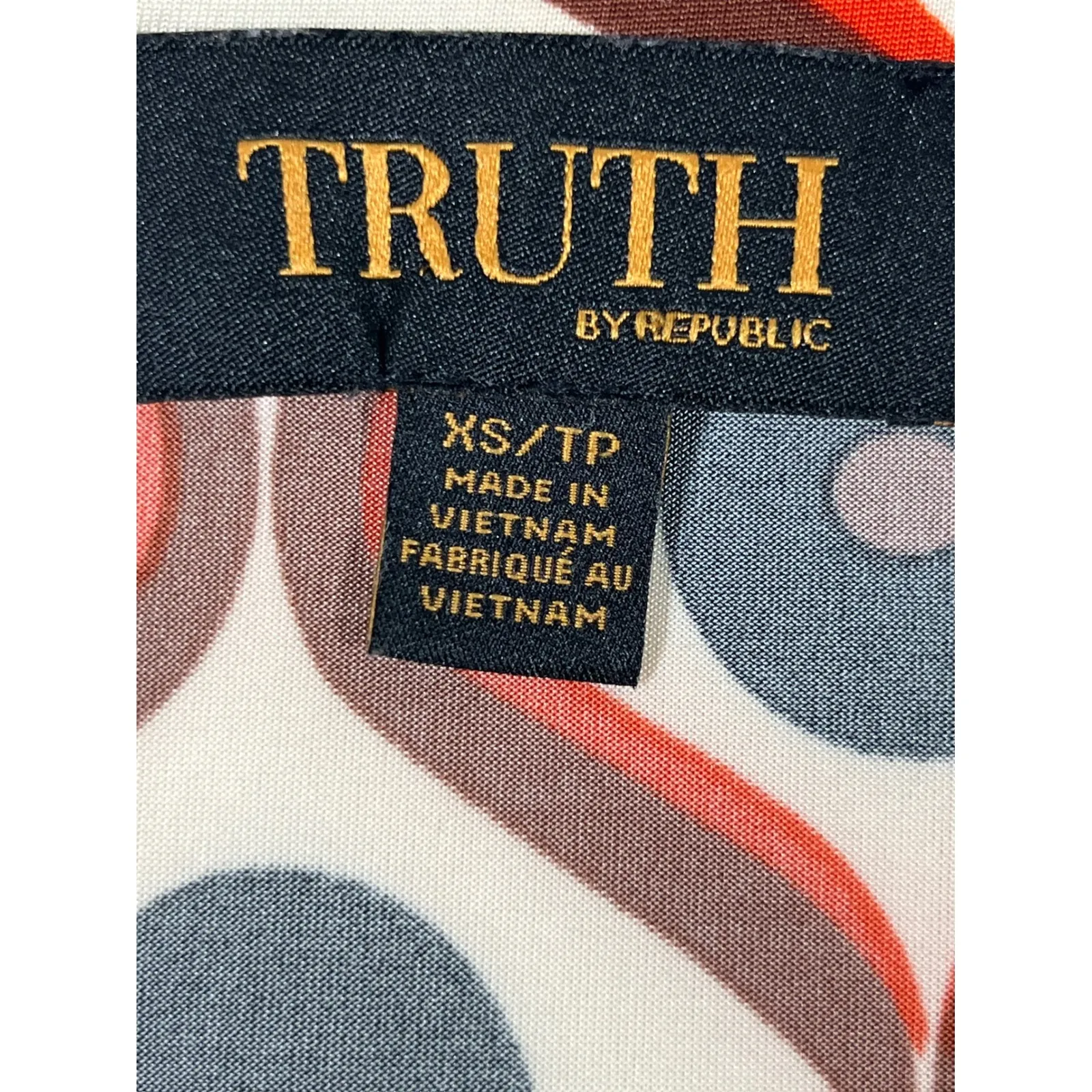 TRUTH BY REPUBLIC Womens Retro Geometric 70's Vibe Print Button Up Shirt Top XS Black Size undefined - Image 7