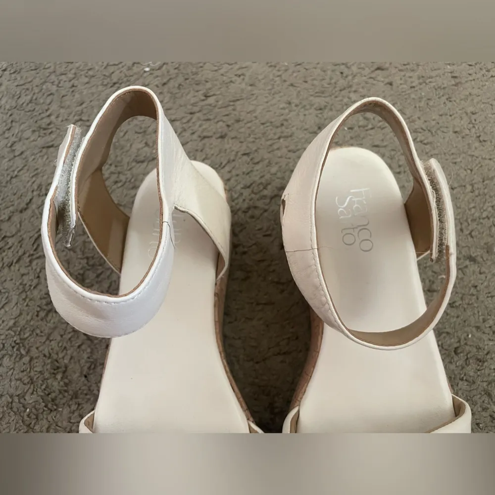 Franco Sarto Open-Toe Upper Leather Cork Platform Wedge Sandals - Image 9