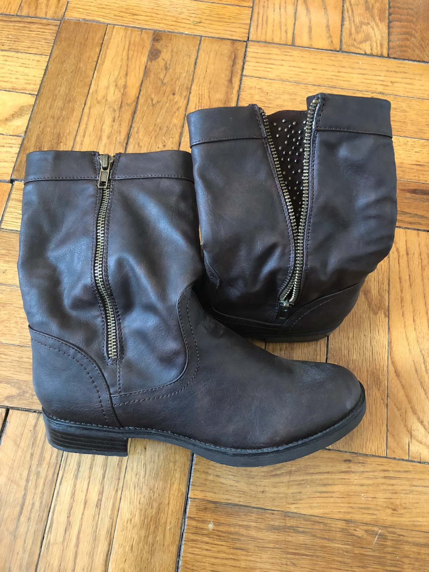 Studded Leather Combat Boots Brown Size 8.5 - Image 3