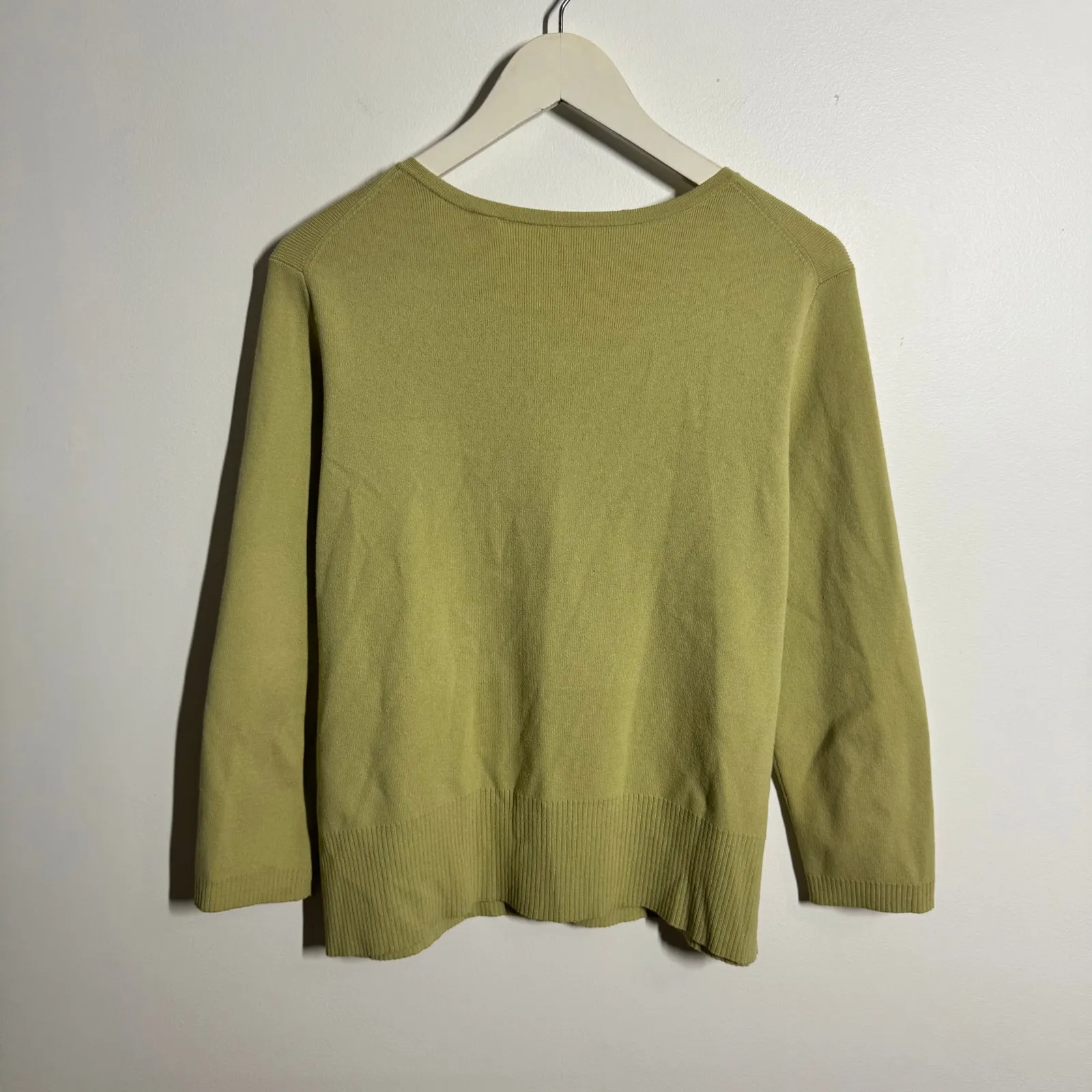 Vintage Cardigan Women L Green Beaded Dragonfly Cottage Japan Prep Y2K Whimsical Size L - Image 2