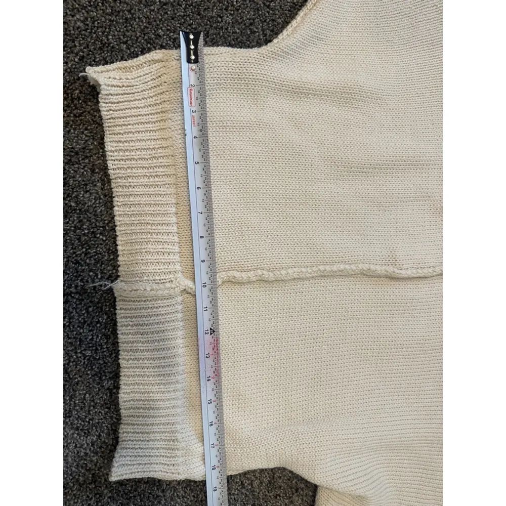 Women's Pearl Collar Quarter Button Sweater Cream S - Image 6