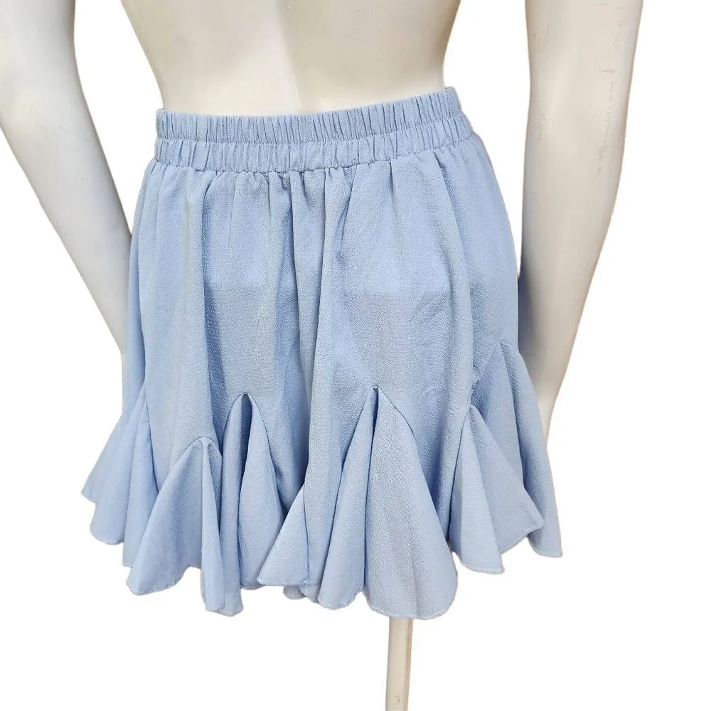 Avidlove Blue Pleated Ruffle Skater Skort (S) - Image 5