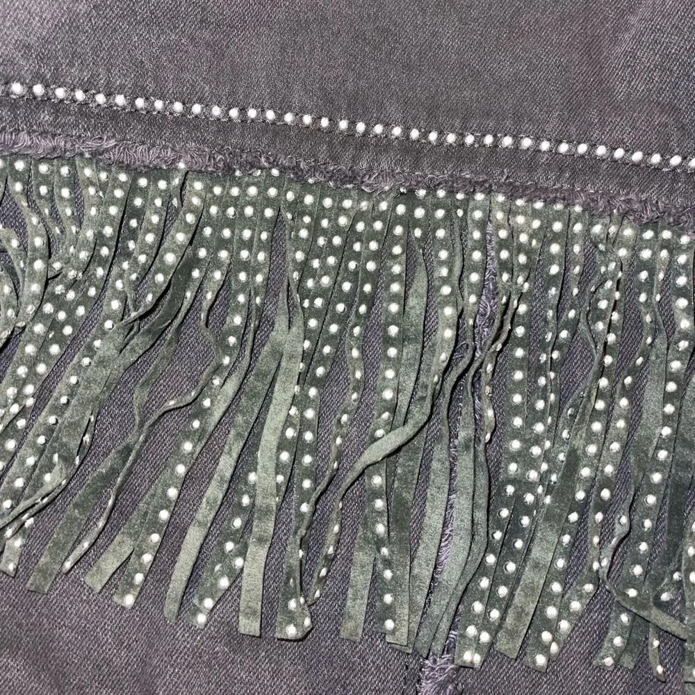 Zara Fringe Studded Jean Jacket - size Small! - Image 3