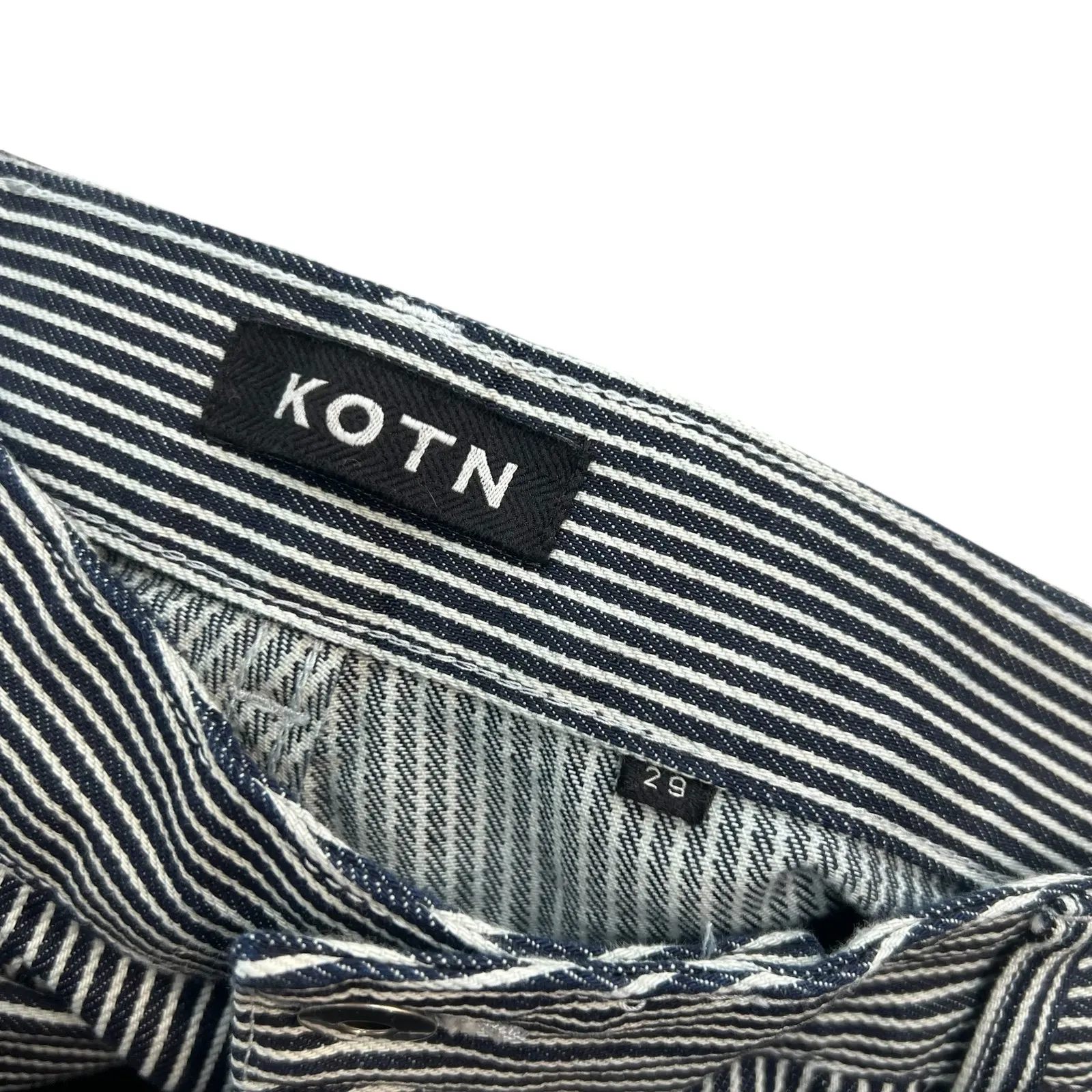 Kotn Railroad Stripe Work Pant Utility Metro Jean Blue White Unisex Size 29 - Image 9