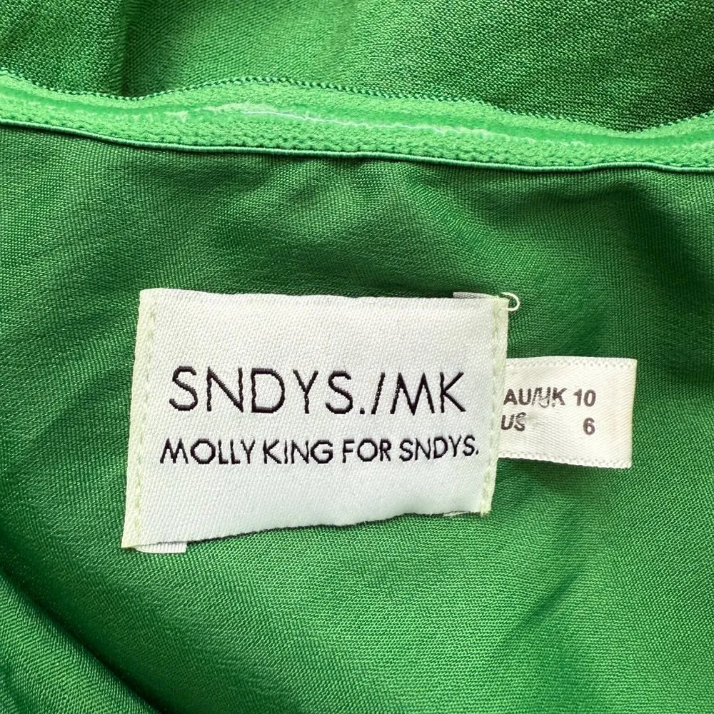 SNDYS x Molly King Nobu Mini Dress Womens 6 Green Strapless Ruched Revolve Party - Image 15