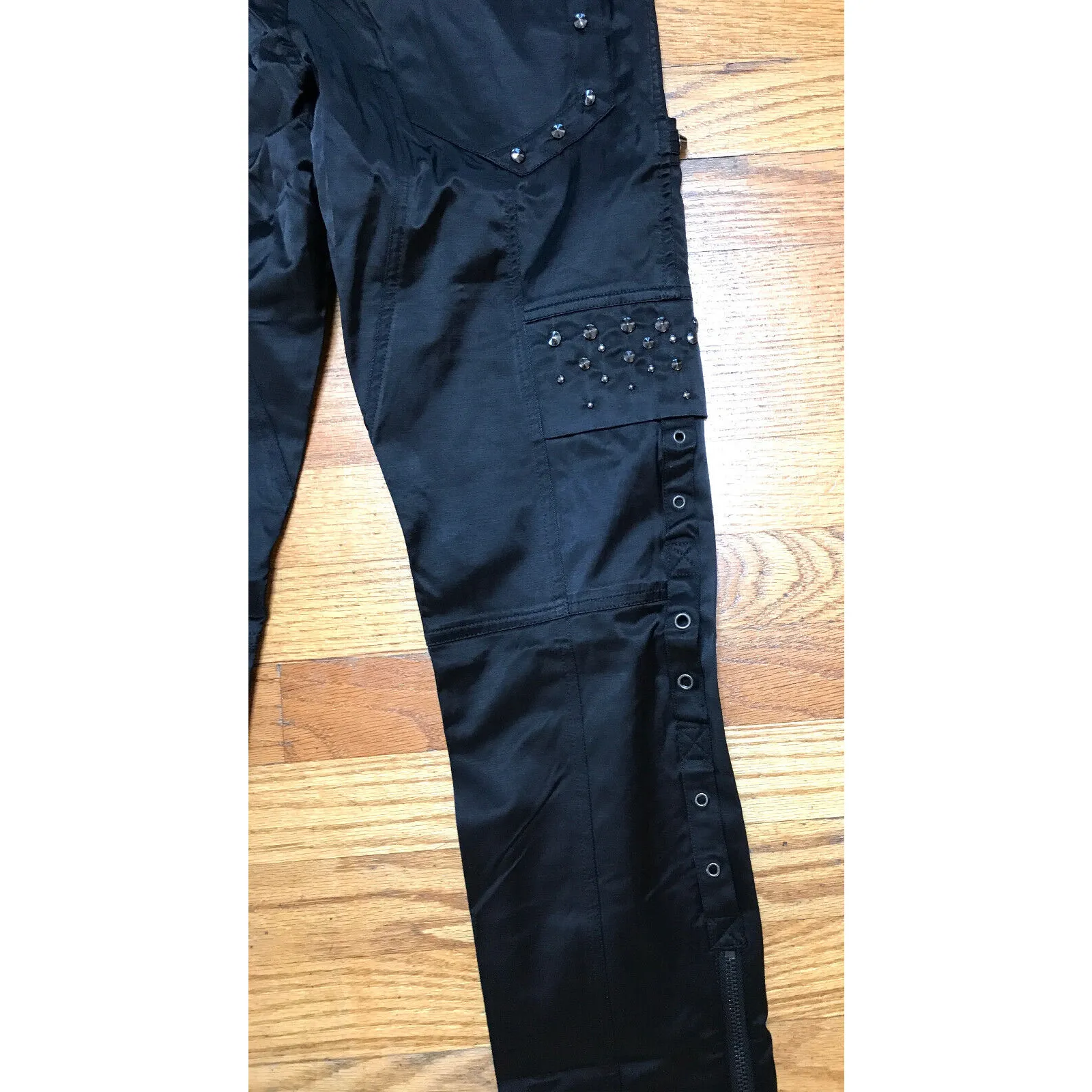 Vintage Punk Rave Black Studded Goth Punk Metal Y2K Visual Kei Pants XL - Image 7