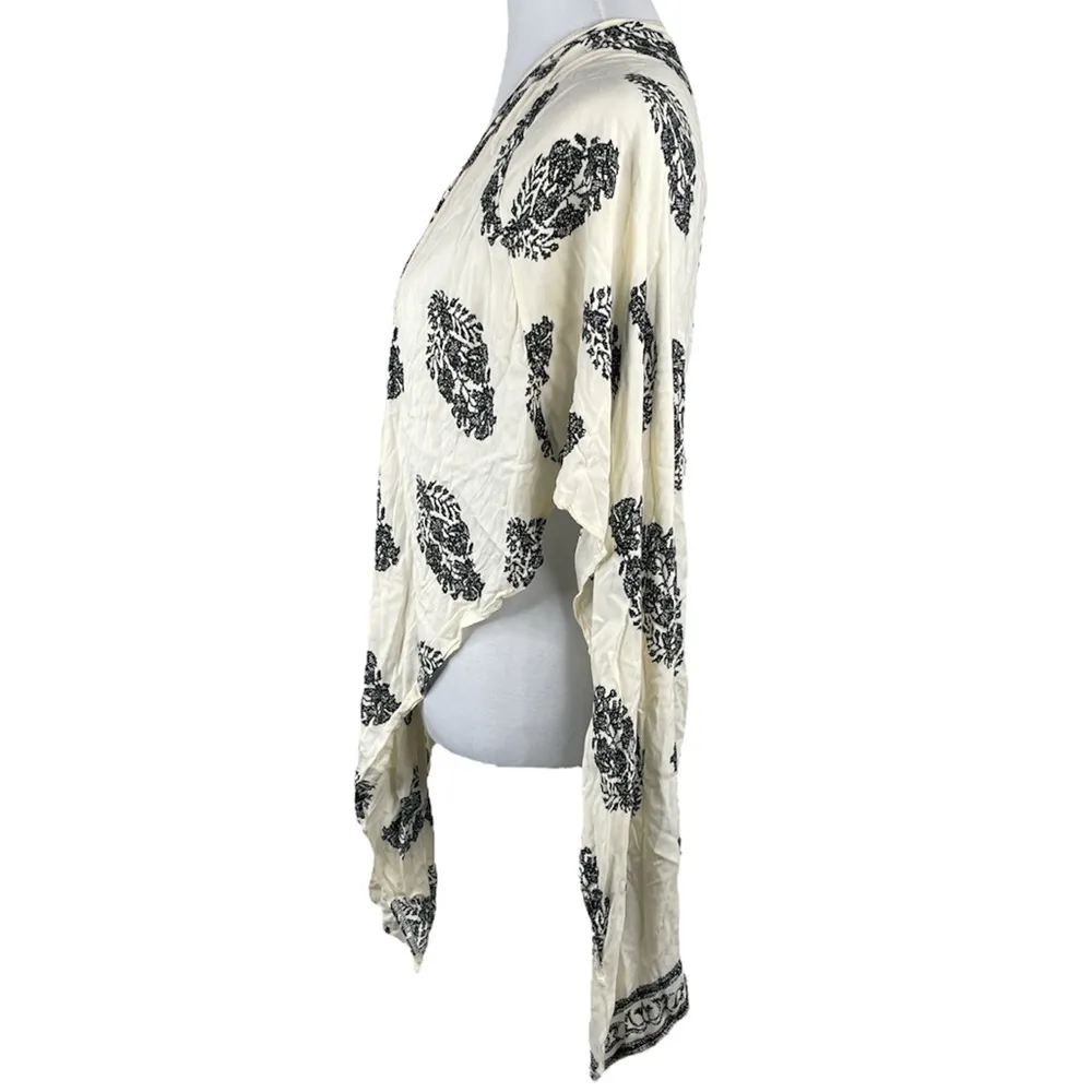 Shein Boho Leaf Pattern Swim Cover Up Cream Black Size Medium - Image 2