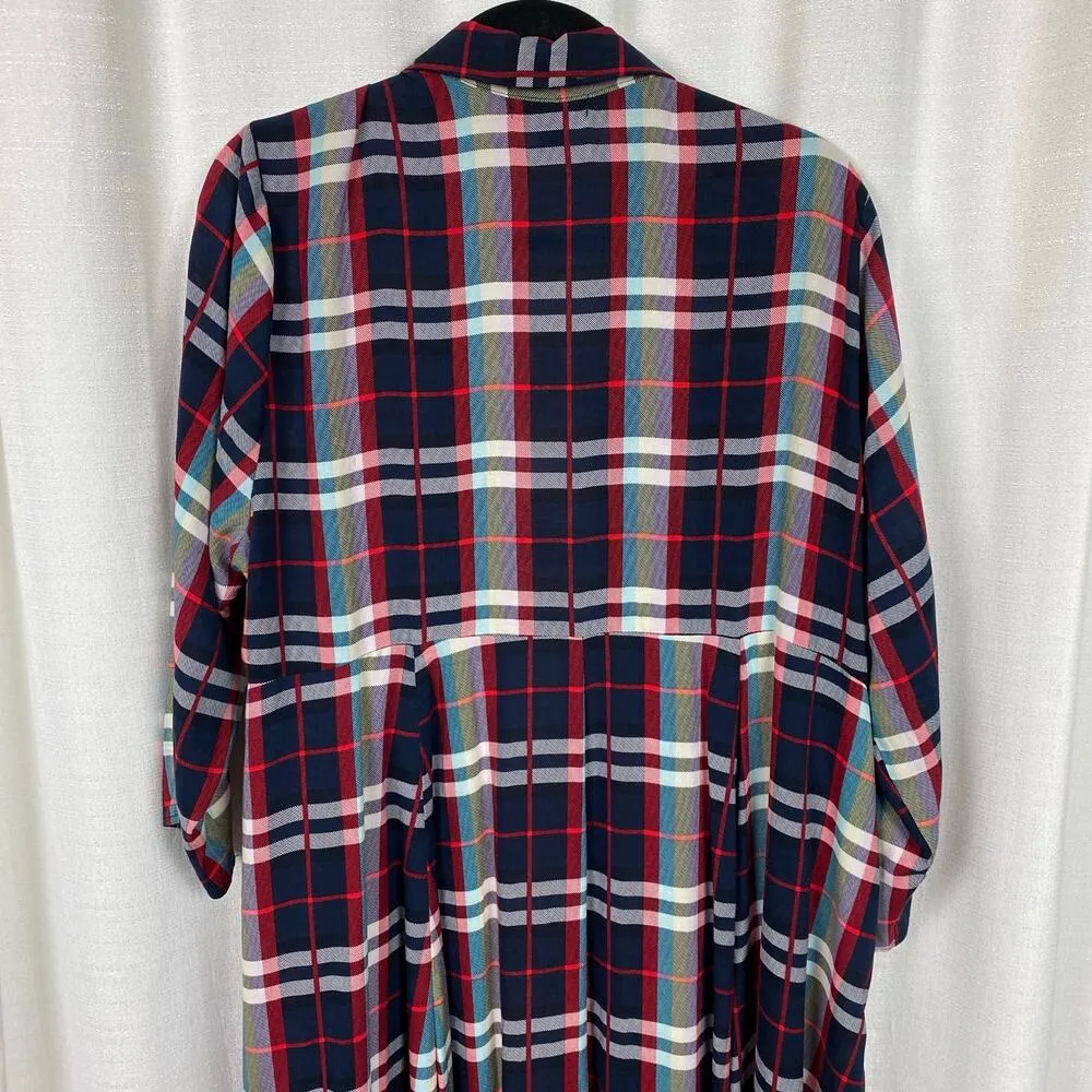 Torrid Red&Blue Plaid Open Front Long Shirt Kimono Sz.1 - Image 10