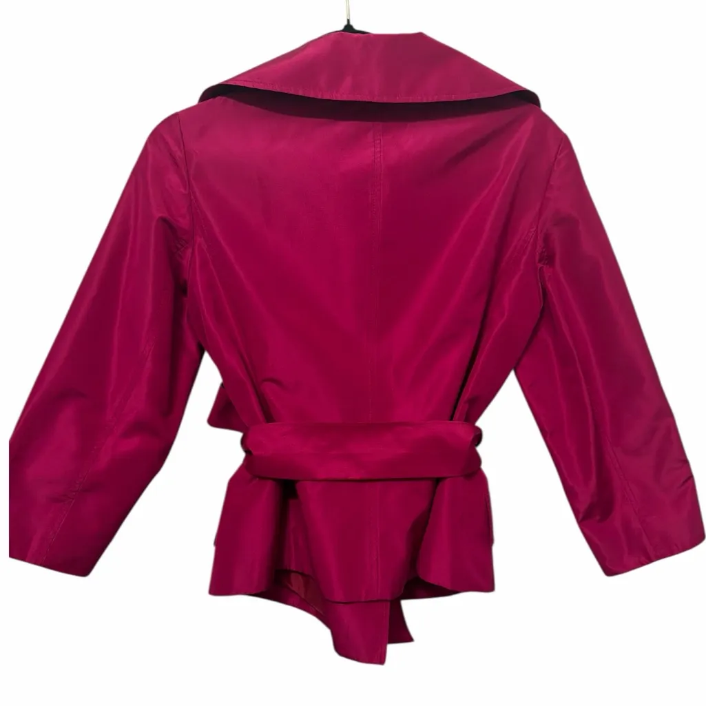 Teri Jon Rickie Freeman 100% silk taffeta belted jacket pink fuschia size 8 - Image 2