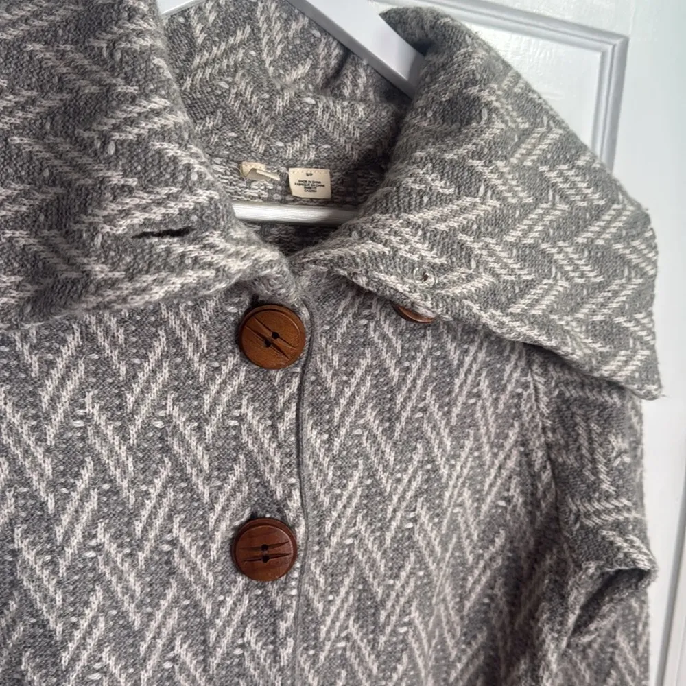 Anthropolgie Moth Wool Blend Belted Gray Patterned Cardigan W1244 Sz S - Image 5