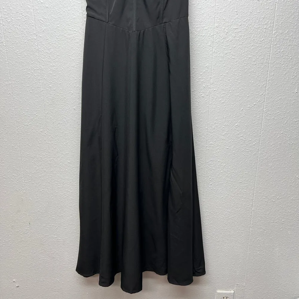 Marthea Womens Maxi Dres Large Corset Fairygoth Renaissance Witchy Regency Boho Black - Image 4