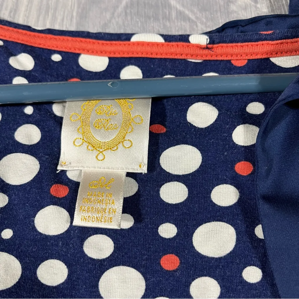 Rio Rae Anthropologie Navy Polka Dot Sleeveless Top with Ruffle Bow Detail Blue Size M - Image 2