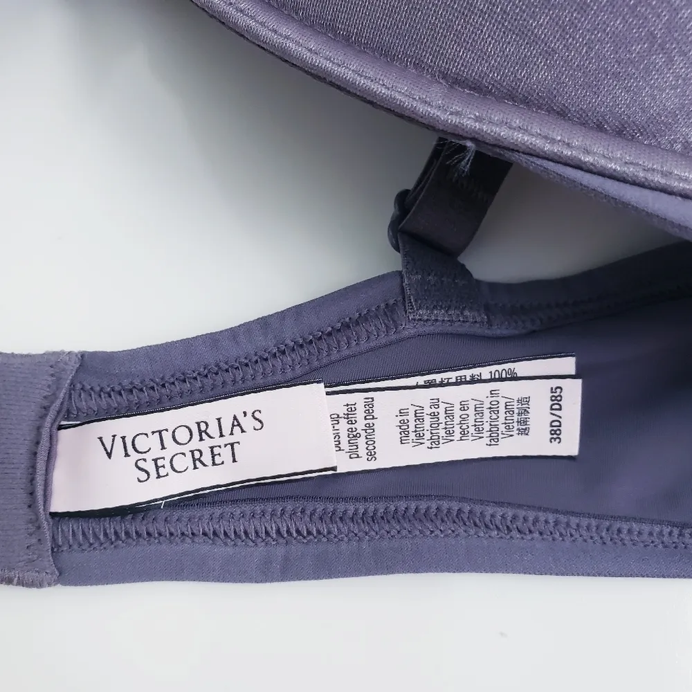 Victorias Secret T-Shirt Pushup Plunge Purple Heathered Silver Bra - Image 8