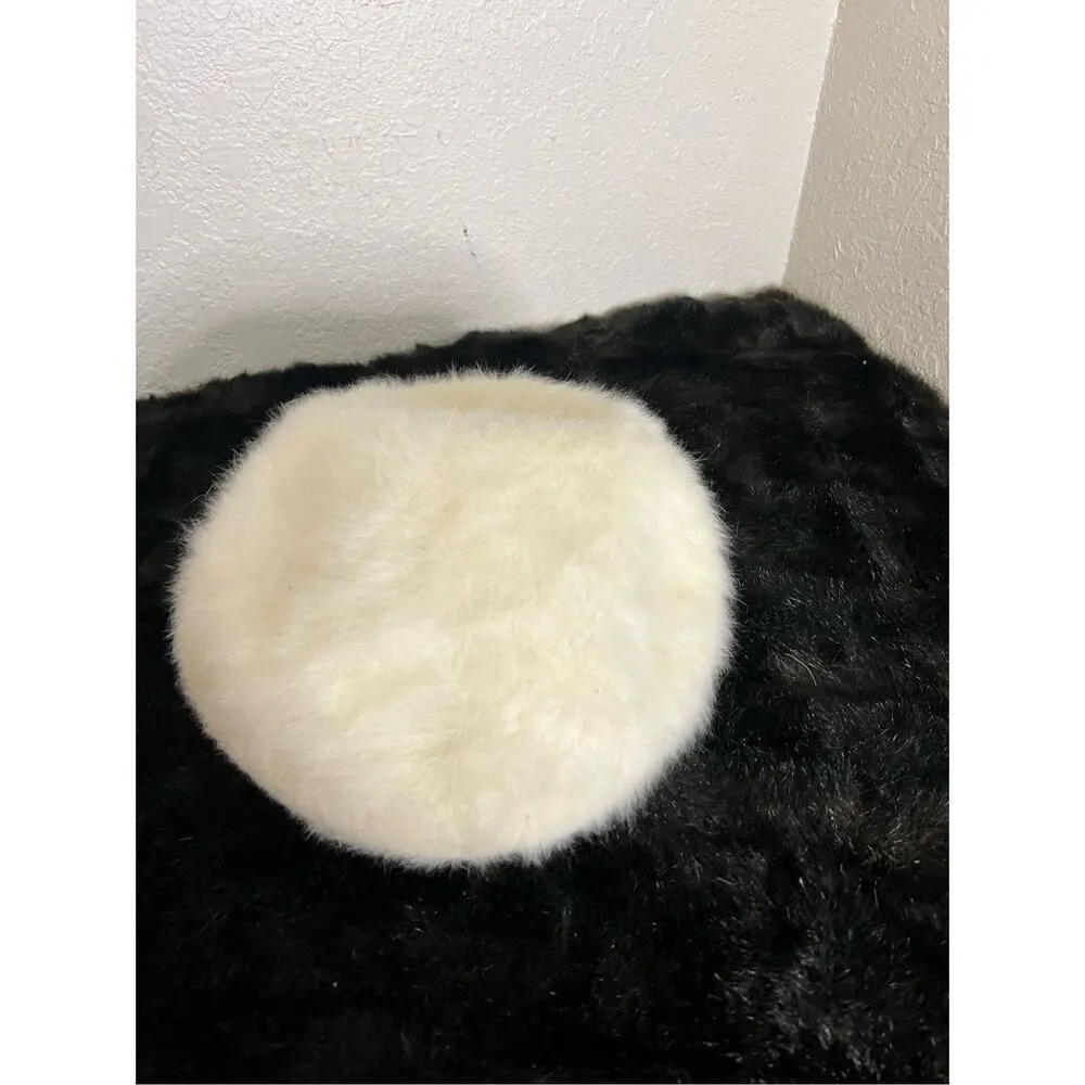 Y2K Kangol Vintage Furgora flat Hat Angora Fur Retro cream Osfm - Image 4