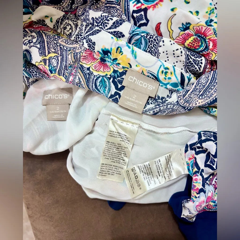 Chicos Paisley Melange Convertible 2 Pc Twin Set Blouse Women's Sz 2 Shirt - Image 8