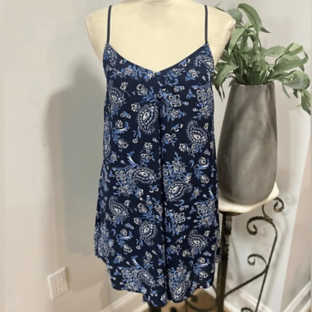 Abercrombie and Fitch Paisley Print Mini Blue Dress Women’s Medium - Image 3